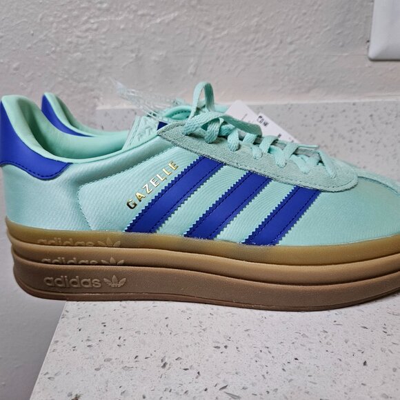 Size 8.5 - Adidas Gazelle Bold Platform Clear Mint Lucid Blue Satin W - Picture 4 of 14